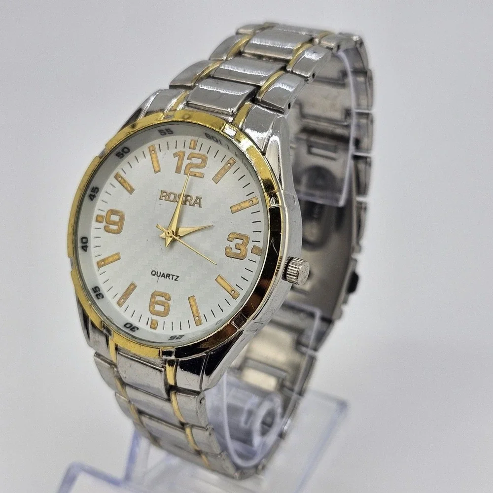 40MM‎ Watch Men White Dial Two Tone Bracelet Band 7